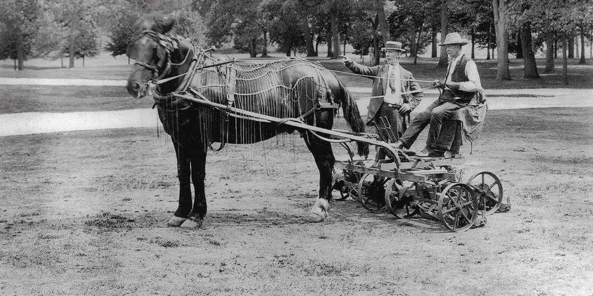 Clifton Park-horse drawn mower