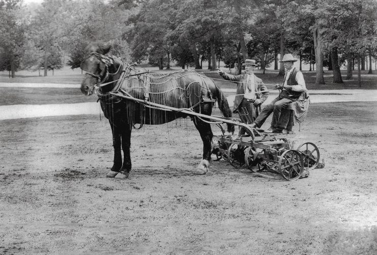 Clifton Park-horse drawn mower