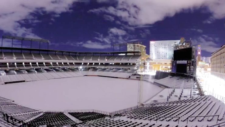 Camden  Yards Snow Time Lapse Bright