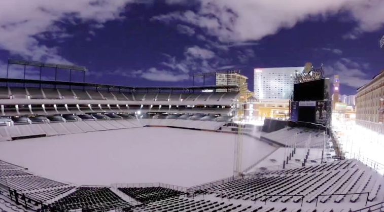 Camden  Yards Snow Time Lapse Bright