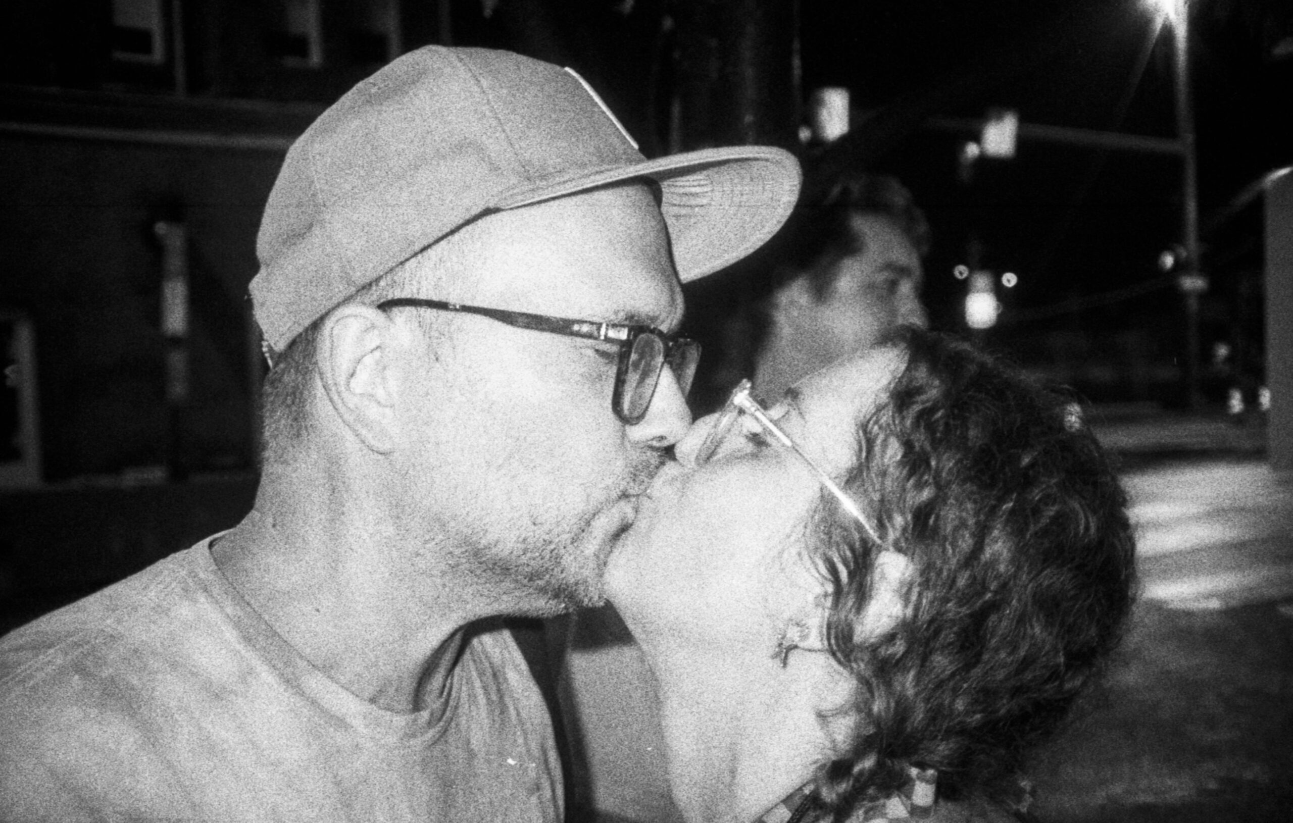 Smooch outside The Metro on Friday night