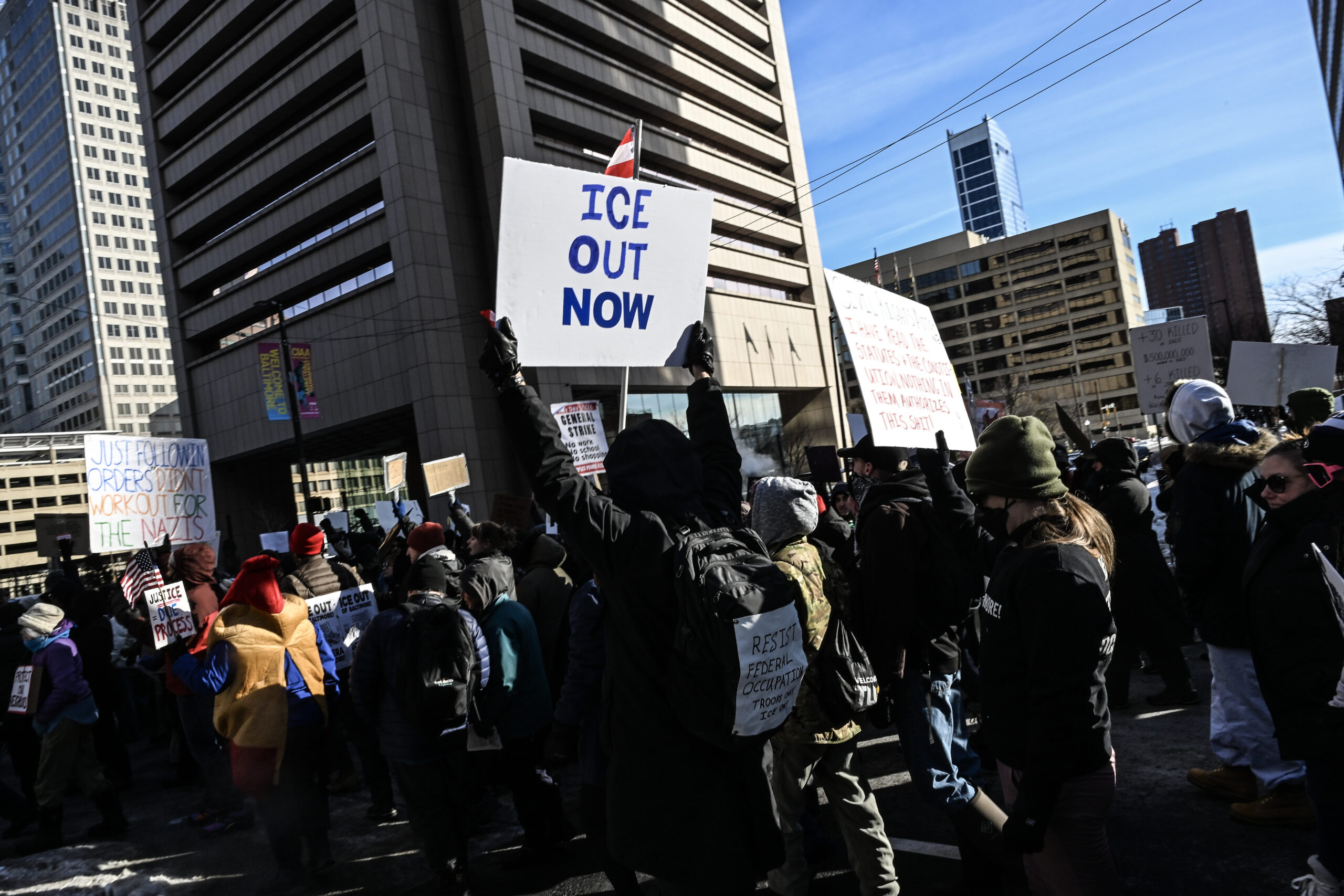 Hundreds turned out for Baltimore's participation in a nationwide General Strike.
